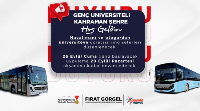 Büyükşehir'den Üniversitelilere Hoş Geldin Hediyesi; Havaalanı ve Otogardan Ücretsiz Ring