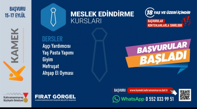 KAMEK'le Herkes İçin Eğitim; Yeni Dönem Kurs Kayıtları Başladı
