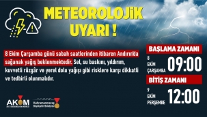 Andırın'da Sağanak Yağış Uyarısı!