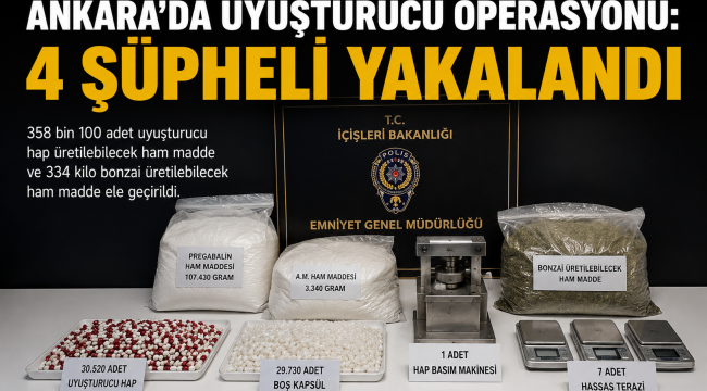 ANKARA'DA UYUŞTURUCU OPERASYONU: 4 ŞÜPHELİ YAKALANDI