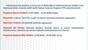 KAHRAMANMARAŞ'TA 1000 KİŞİLİK TYP İSTİHDAMI İÇİN BAŞVURULAR BAŞLIYOR