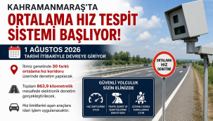 Kahramanmaraş'ta Ortalama Hız Tespit Sistemi 1 Ağustos'ta Devreye Giriyor